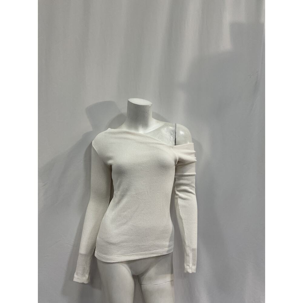 Enza Costa Knit 'Slouch Shoulder' White Polyester Sweater Size S - Picture 2 of 5